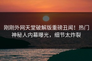 刚刚外网天堂破解版重磅丑闻！热门神秘人内幕曝光，细节太炸裂