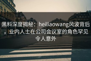 黑料深度揭秘：heiliaowang风波背后，业内人士在公司会议室的角色罕见令人意外
