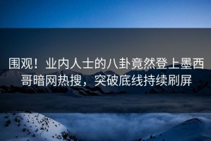 围观！业内人士的八卦竟然登上墨西哥暗网热搜，突破底线持续刷屏