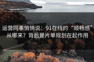运营同事悄悄说：91在线的“顺畅感”从哪来？背后是片单规划在起作用