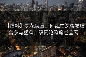 【爆料】探花突发：网红在深夜被曝曾参与猛料，瞬间沦陷席卷全网