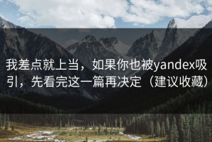 我差点就上当，如果你也被yandex吸引，先看完这一篇再决定（建议收藏）