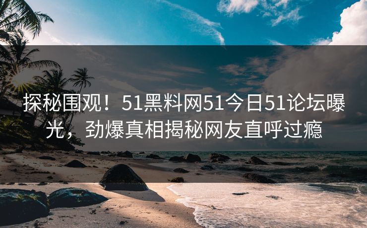 探秘围观！51黑料网51今日51论坛曝光，劲爆真相揭秘网友直呼过瘾