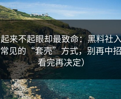 看起来不起眼却最致命：黑料社入口页常见的“套壳”方式，别再中招（看完再决定）