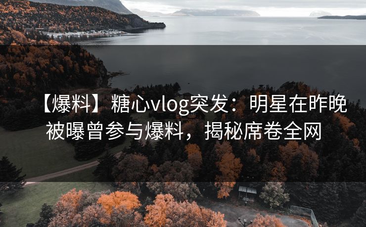 【爆料】糖心vlog突发：明星在昨晚被曝曾参与爆料，揭秘席卷全网