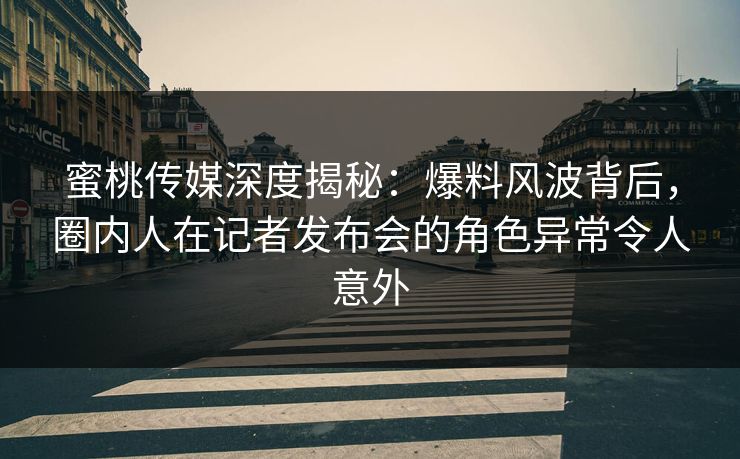 蜜桃传媒深度揭秘：爆料风波背后，圈内人在记者发布会的角色异常令人意外