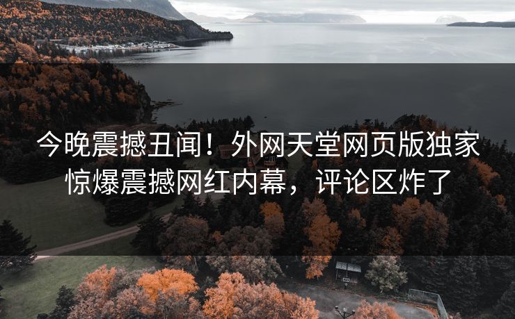 今晚震撼丑闻！外网天堂网页版独家惊爆震撼网红内幕，评论区炸了
